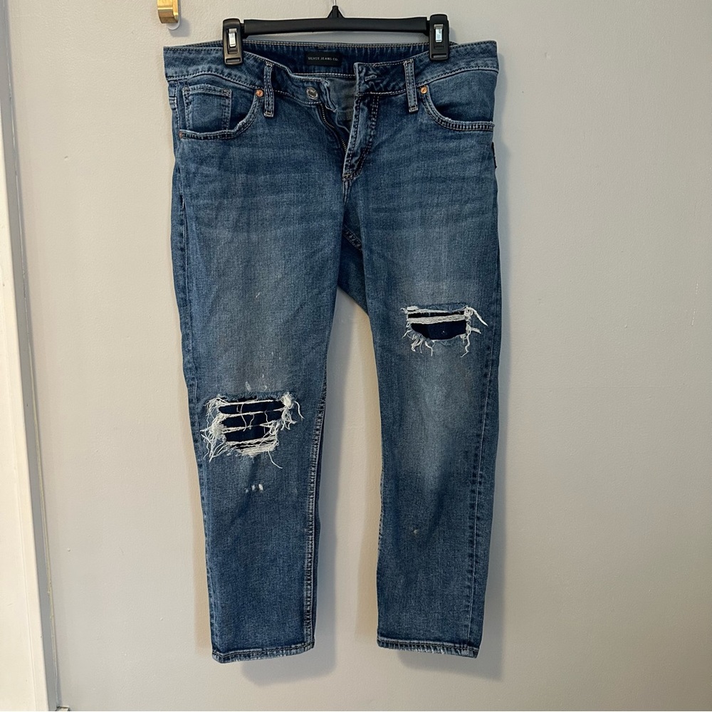 Silver Jeans Co Distressed Boyfriend Jeans
